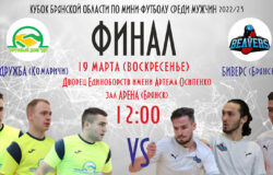 19 марта пройдёт финал Кубка Брянской области по мини-футболу